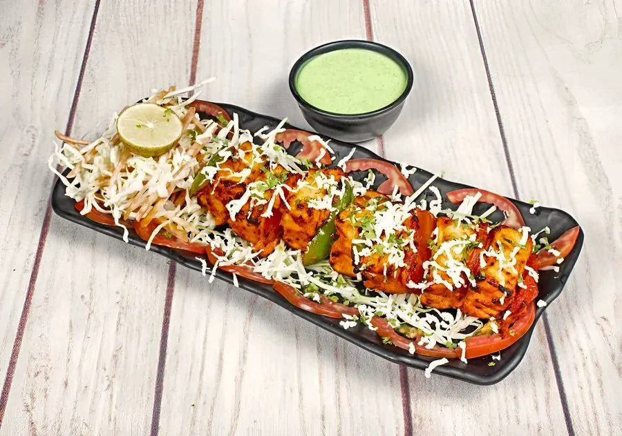 Paneer tikka with mint chutney at Temptation, Agra