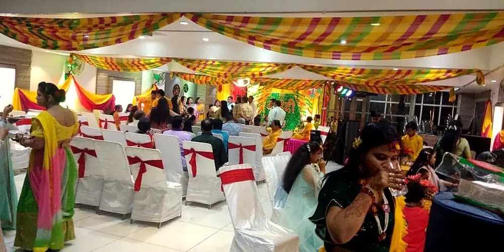 A decorated banquet hall